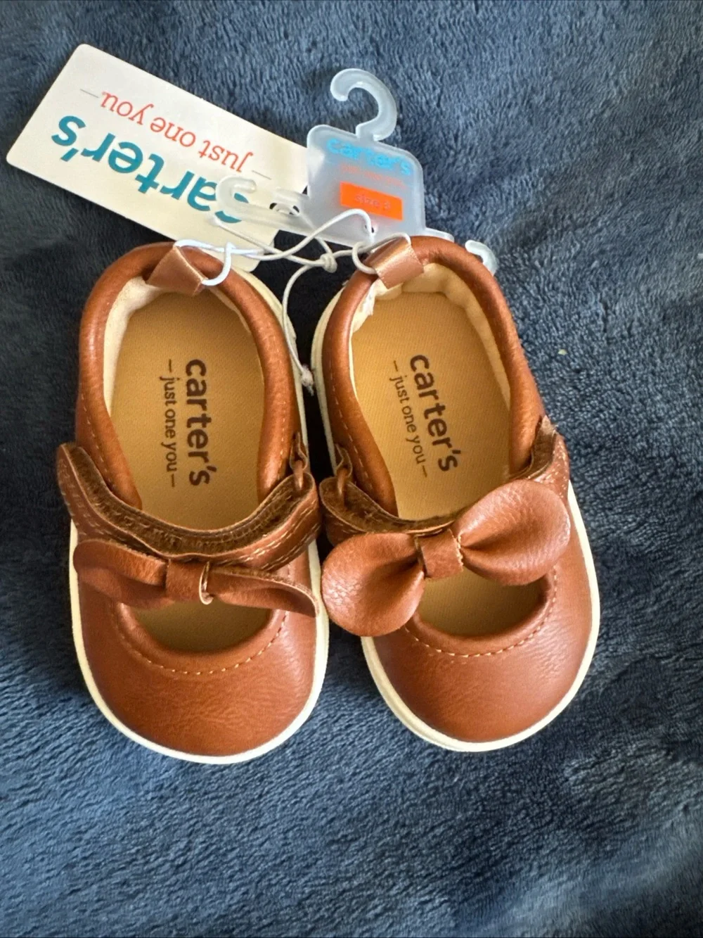 NEW Carter's Toddler Girl's Slip On Casual Brown Shoes Sandals Size 3 W/Bows